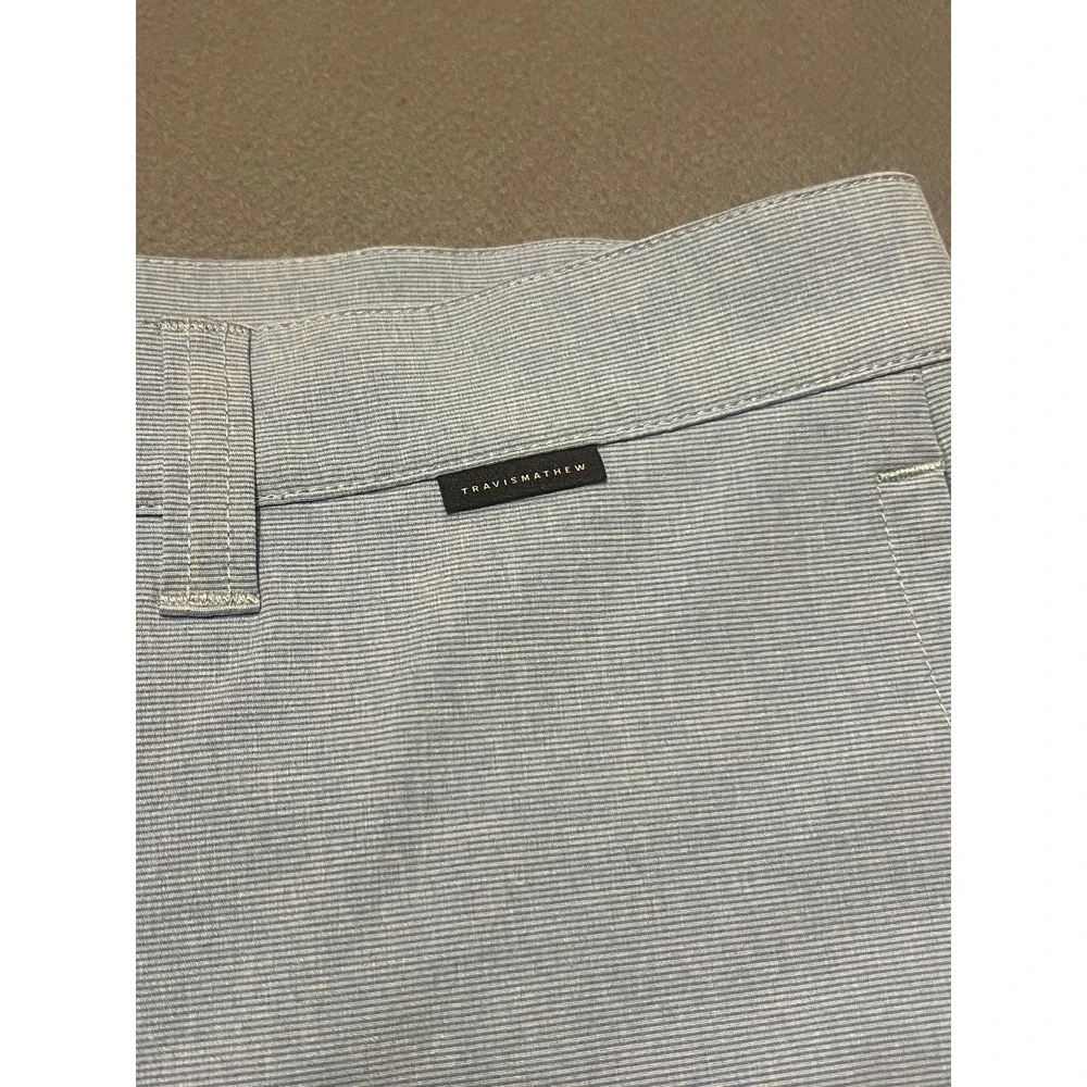 TravisMathew Golf Shorts Men's Size 35 Blue Striped Performance Stretch Chino